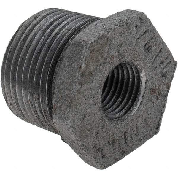 Value Collection - Size 3/4 x 1/4", Class 150, Malleable Iron Black Pipe Hex Bushing - 150 psi, Threaded End Connection - Americas Industrial Supply