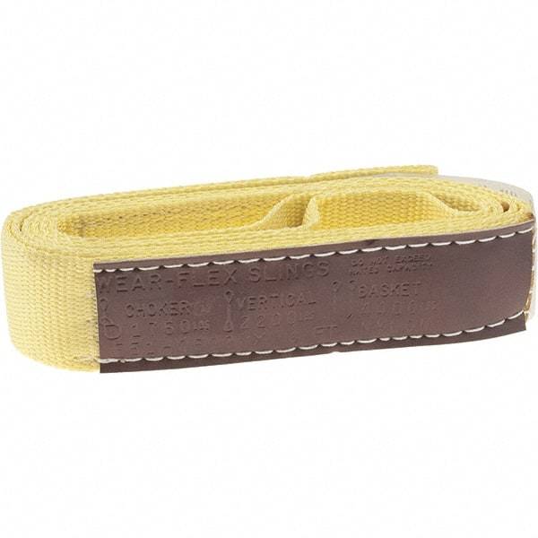 Value Collection - 6' Long x 2" Wide, 1 Ply, Nylon Web Sling - 1,760 Lb Choker Capacity, Yellow - Americas Industrial Supply