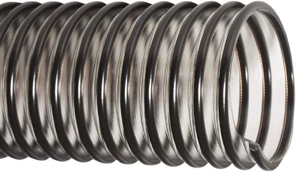 Flexaust - 5" ID, 18 Hg Vac Rating, 28 psi, Polyurethane Vacuum & Duct Hose - 25' Long, Clear/Black, 7" Bend Radius, -40 to 200°F - Americas Industrial Supply