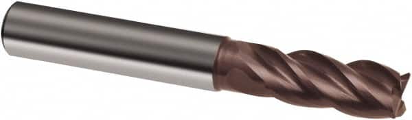 Guhring - 1/4", 1-1/4" LOC, 1/4" Shank Diam, 3-1/4" OAL, 4 Flute, Solid Carbide Square End Mill - Single End, Nano-A Finish, Spiral Flute, 36/38° Helix, Centercutting, Right Hand Cut, Right Hand Flute, Series 4258 - Americas Industrial Supply