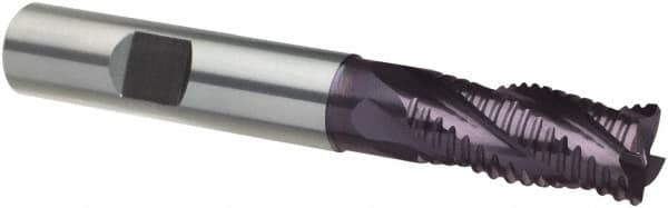 Guhring - 3/8", 1-3/4" LOC, 3/8" Shank Diam, 4" OAL, 4 Flute, Solid Carbide Square End Mill - Single End, FIREX Finish, Spiral Flute, 30/32° Helix, Centercutting, Right Hand Cut, Right Hand Flute, Series 4256 - Americas Industrial Supply