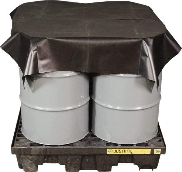 Justrite - 144" Long x 120" Wide Vinyl Tarp & Dust Cover - Black, Grommet - Americas Industrial Supply