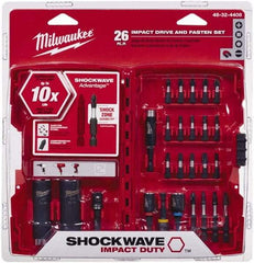 Milwaukee Tool - 26 Piece, Screwdriver Power Bit Set - #1 to #3 Phillips, 1/4 to 9/16" Hex, T20 to T30 Torx - Americas Industrial Supply