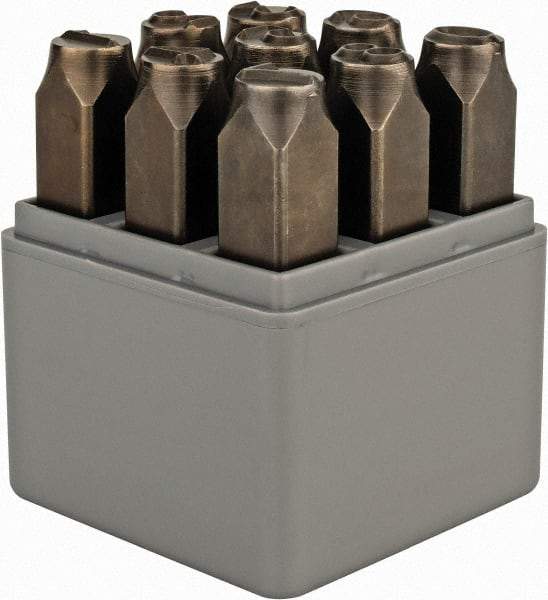 C.H. Hanson - 9 Piece, 3/8" Character Steel Stamp Set - Figures, Standard - Americas Industrial Supply