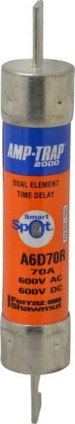Ferraz Shawmut - 600 VAC/VDC, 70 Amp, Time Delay General Purpose Fuse - Clip Mount, 7-7/8" OAL, 100 at DC, 200 at AC kA Rating, 1-5/16" Diam - Americas Industrial Supply