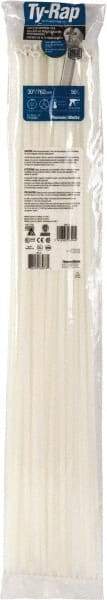Thomas & Betts - 30" Long Natural (Color) Nylon Standard Cable Tie - 120 Lb Tensile Strength, 1.52mm Thick, 228.6mm Max Bundle Diam - Americas Industrial Supply