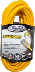Southwire - 50', 14/3 Gauge/Conductors, Yellow Outdoor Extension Cord - 1 Receptacle, 15 Amps, 125 VAC, UL SJEOOW, NEMA 5-15P, 5-15R - Americas Industrial Supply