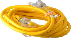 Southwire - 25', 14/3 Gauge/Conductors, Yellow Outdoor Extension Cord - 1 Receptacle, 15 Amps, 125 VAC, UL SEOOW, NEMA 5-15P, 5-15R - Americas Industrial Supply