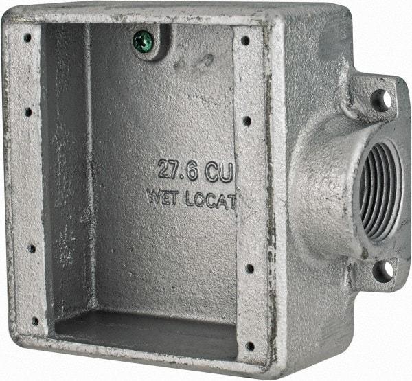 Thomas & Betts - 2 Gang, (1) 1" Knockout, Iron Rectangle Device Box - 2-3/4" Overall Width x 2" Overall Depth - Americas Industrial Supply