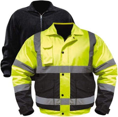 Utility Pro Wear - Size 5XL Cold Weather & High Visibility Jacket - Yellow, Black, Polyester & Teflon, Zipper, Snaps Closure, 62 to 64" Chest - Americas Industrial Supply