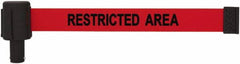 Banner Stakes - 6.61" High x 15' Long x 2-1/2" Wide Retractable Barrier Belt - Plastic & Polyester, Matte Finish, Red, Use with Banner Stakes Plus Stanchion, Banner Stakes Plus Base - Americas Industrial Supply