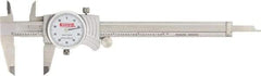 SPI - 0" to 6" Range, 0.001" Graduation, 0.1" per Revolution, Dial Caliper - White Face, 1.56" Jaw Length, Accurate to 0.0010" - Americas Industrial Supply