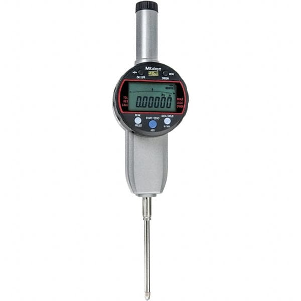 Mitutoyo - 0 to 2" Range, 0.001mm Graduation, Electronic Drop Indicator - Flat Back, Accurate to 0.00025", Inch & Metric System, LCD Display - Americas Industrial Supply