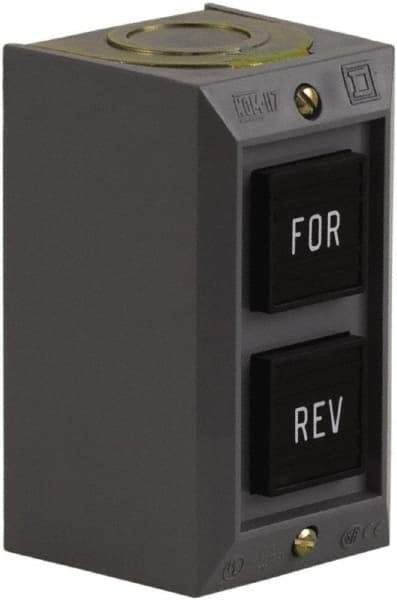 Schneider Electric - 2 Operator, Projecting Pushbutton Control Station - Forward, Reverse (Legend), Momentary Switch, 2NO Contact, NEMA 1 - Americas Industrial Supply