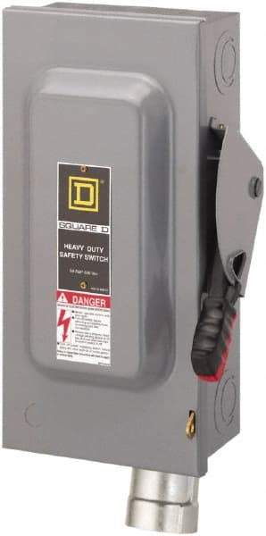 Square D - 60 Amp, 600 VAC, 3 Pole Fused Safety Switch - NEMA 1, 50 hp at 600 VAC (Triple Phase) - Americas Industrial Supply