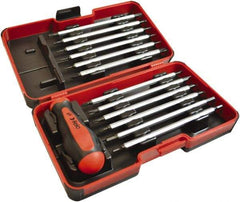 Felo - 13 Piece, 1/4" Drive Screwdriver Bit Set - #1 to #3 Phillips, 3 to 6mm Hex, T6 to T40 Torx, #1, #2 & #3 Pozidriv, 5/32, 7/32 & 1/4" Slotted - Americas Industrial Supply