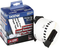 Brother - 2.4" Wide x 1,200" Long, White Paper Label Tape - For Laser/Inkjet Printers - Americas Industrial Supply