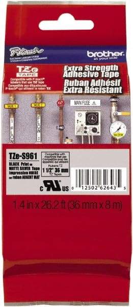 Brother - 1-1/2" Wide, Silver Tape Cassette - For Label Maker - Americas Industrial Supply