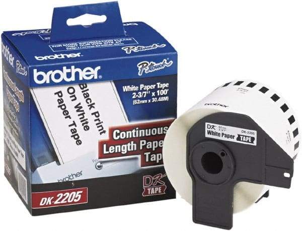 Brother - 2.4" Wide x 1,200" Long, White Paper Label Tape - For PC Label Printers - Americas Industrial Supply