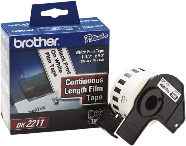 Brother - 1-3/32" Wide x 600" Long, White Film Label Tape - For PC Label Printers - Americas Industrial Supply
