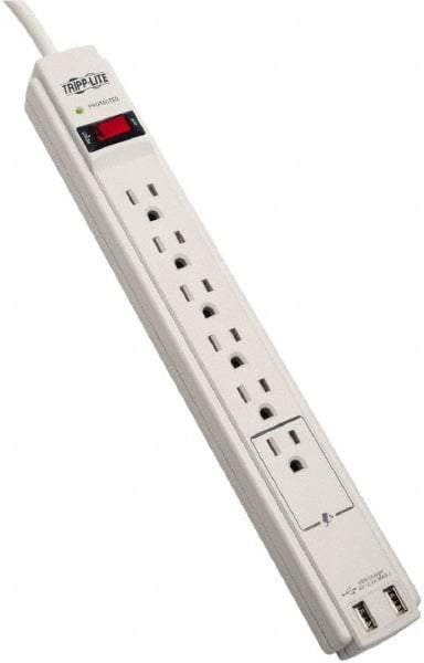 Tripp-Lite - 6 Outlets, 120 VAC15 Amps, 6' Cord, Power Outlet Strip - Floor, Keyhole Mount, 5-15 NEMA Configuration, 13" Strip - Americas Industrial Supply