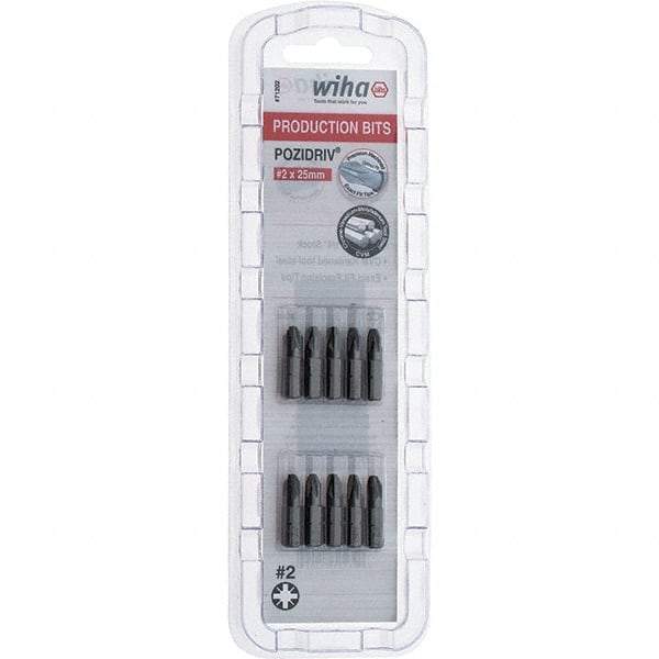 Wiha - 1/4" Drive, Pozidriv Screwdriver Bit - 1" OAL - Americas Industrial Supply