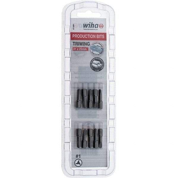 Wiha - 1/4" Drive, #1 Tri-Wing Screwdriver Bit - 1" OAL - Americas Industrial Supply