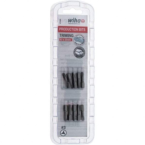 Wiha - 1/4" Drive, #3 Tri-Wing Screwdriver Bit - 1" OAL - Americas Industrial Supply
