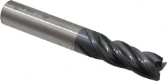 Accupro - 3/8", 4 Flute, Single End, Solid Carbide, Corner Chamfer End Mill - 2-1/2" OAL, Right Hand Flute, 1" LOC, Right Hand Cut - Americas Industrial Supply