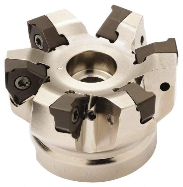 Seco - 8 Inserts, 100mm Cut Diam, 32mm Arbor Diam, 7.5mm Max Depth of Cut, Indexable Square-Shoulder Face Mill - 0/90° Lead Angle, 50mm High, XNEX 0806.. Insert Compatibility, Through Coolant, Series Square 6 - Americas Industrial Supply