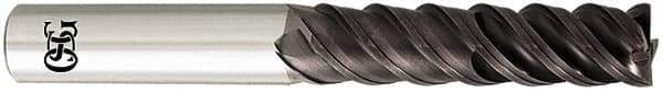 OSG - 7/16", 2" LOC, 7/16" Shank Diam, 4" OAL, 4 Flute, Solid Carbide Square End Mill - Single End, TiAlN Finish, Spiral Flute, 50° Helix, Centercutting, Right Hand Cut, Right Hand Flute, Series HP451 - Americas Industrial Supply