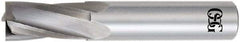 OSG - 1/4", 3/4" LOC, 1/4" Shank Diam, 2-1/2" OAL, 4 Flute, Solid Carbide Square End Mill - Single End, Uncoated, Spiral Flute, 15° Helix, Centercutting, Right Hand Cut, Right Hand Flute, Series 409 - Americas Industrial Supply