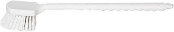 PRO-SOURCE - 1-3/4" Bristle Length, Plastic Utility Scrub Brush - 4-1/2" Long x 3-3/4" Wide Head, 20" OAL, Long Handle, White, Foam Block - Americas Industrial Supply