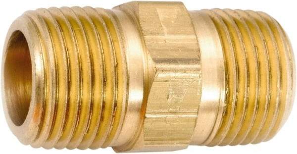 ANDERSON METALS - 1/2-14 Male Thread, Lead Free Brass Industrial Pipe Hex Nipple - MNPT, 1,000 psi - Americas Industrial Supply