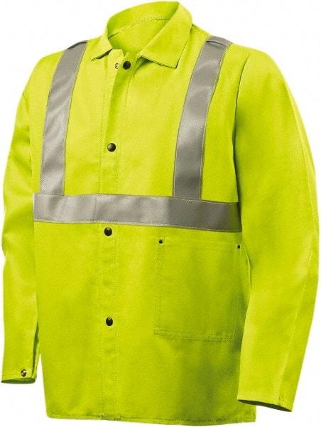 Steiner - Size L Flame Resistant/Retardant Jacket - Lime, Cotton, Snaps Closure - Americas Industrial Supply