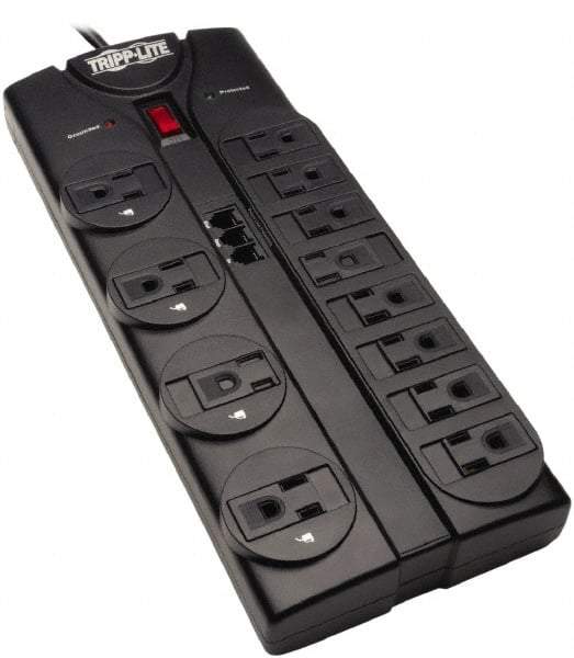 Tripp-Lite - 12 Outlets, 120 VAC15 Amps, 8' Cord, Power Outlet Strip - Floor, Keyhole Mount, 5-15 NEMA Configuration, 10.3" Strip - Americas Industrial Supply