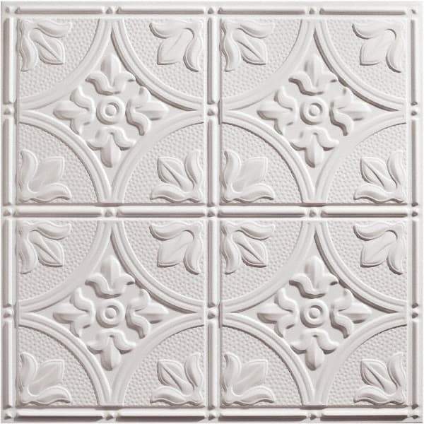 Genesis - 23-3/4" Long x 23-3/4" Wide x 0.11" Thick, Vinyl Ceiling Tile - ASTM E-84 Specification, White - Americas Industrial Supply