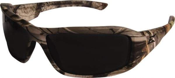Edge Eyewear - Smoke Lenses, Framed Safety Glasses - Scratch Resistant, Forest Camo Nylon Frame, Size Universal, Wrap Around - Americas Industrial Supply