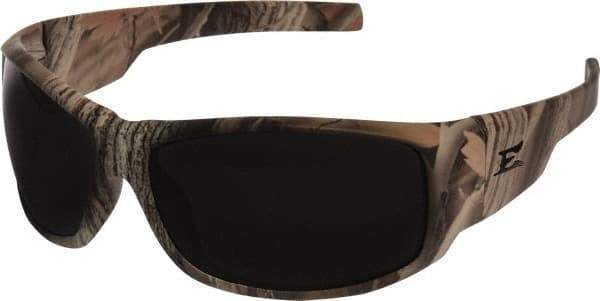 Edge Eyewear - Smoke Lenses, Framed Safety Glasses - Scratch Resistant, Forest Camo Nylon Frame, Size Universal, Wrap Around - Americas Industrial Supply