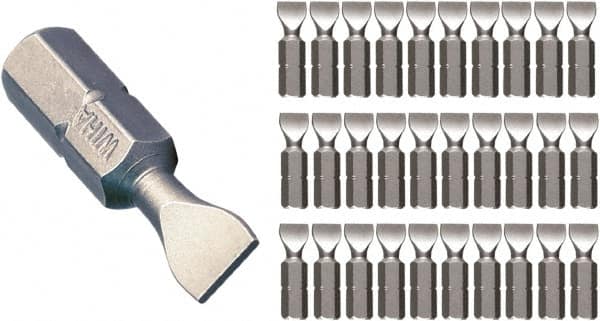 Wiha - 5.5mm Blade, 1/4" Drive Slotted Screwdriver Bit - 1" OAL - Americas Industrial Supply