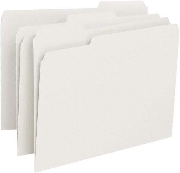 SMEAD - 8-1/2 x 11", Letter Size, White, File Folders with Top Tab - 11 Point Stock, 1/3 Tab Cut Location - Americas Industrial Supply