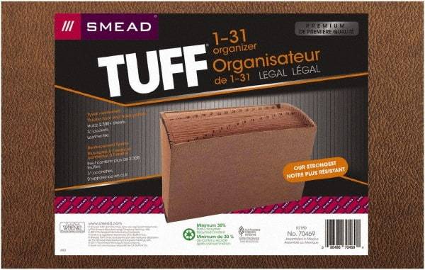 SMEAD - 8-1/2 x 14", Legal, Redrope, 1-31 Indexed Expanding Files - Assorted Tab Cut Location - Americas Industrial Supply