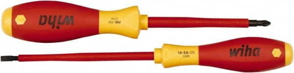 Wiha - 2 Piece Insulated Slotted & Phillips Screwdriver Set - Comes in Vinyl Pouch - Americas Industrial Supply