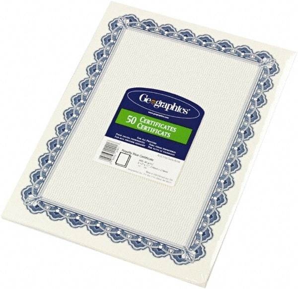 Geographic - 50 Sheet, 8-1/2 x 11", Certificate - Blue - Americas Industrial Supply