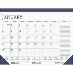 House of Doolittle - 12 Sheet, 18-1/2 x 13", Desk Calendar - White & Blue - Americas Industrial Supply