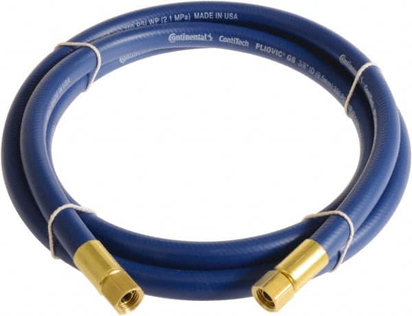 Continental ContiTech - 1/4" ID x 0.45" OD 10' Long Multipurpose Air Hose - FNPT x FNPT Ends, 300 Working psi, -10 to 158°F, 1/4" Fitting, Blue - Americas Industrial Supply
