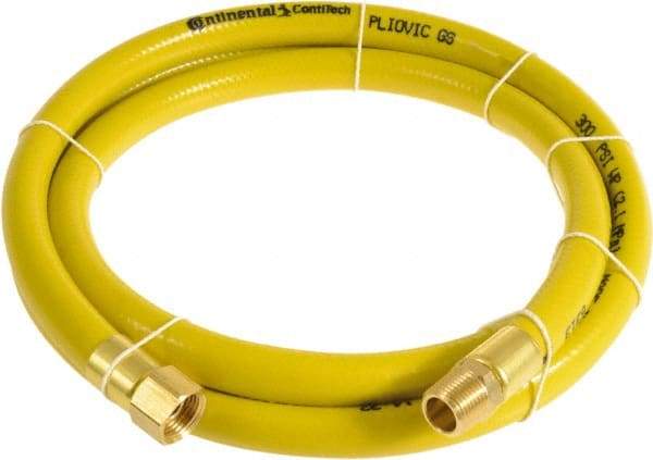 Continental ContiTech - 1/4" ID x 0.45" OD 50' Long Multipurpose Air Hose - MNPT x FNPT Ends, 300 Working psi, -10 to 158°F, 1/4" Fitting, Yellow - Americas Industrial Supply