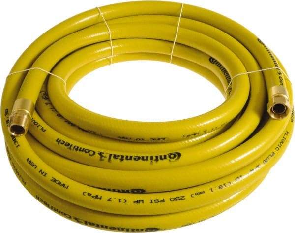 Continental ContiTech - 3/4" ID x 1.11" OD 75' Long Multipurpose Air Hose - MNPT x FNPT Ends, 250 Working psi, -10 to 158°F, 3/4" Fitting, Yellow - Americas Industrial Supply