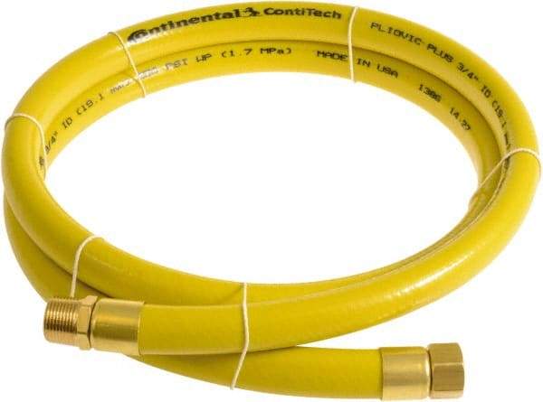 Continental ContiTech - 3/4" ID x 1.11" OD 5' Long Multipurpose Air Hose - MNPT x FNPT Ends, 250 Working psi, -10 to 158°F, 3/4" Fitting, Yellow - Americas Industrial Supply