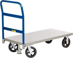 Little Giant - 2,400 Lb Capacity Steel Platform Truck - Steel Deck, 30" OAW, 72" Platform Length x 11" Platform Height, Mold-On Rubber Casters - Americas Industrial Supply
